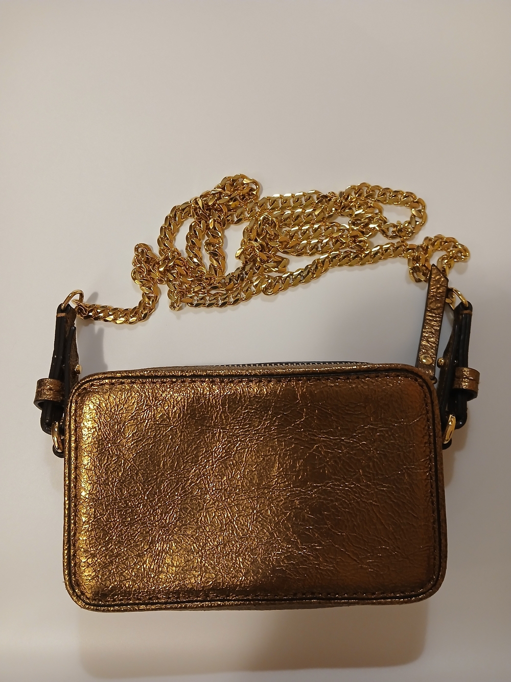 Banana Republic Metallic Gold Leather Crossbody Bag with Chain Strap